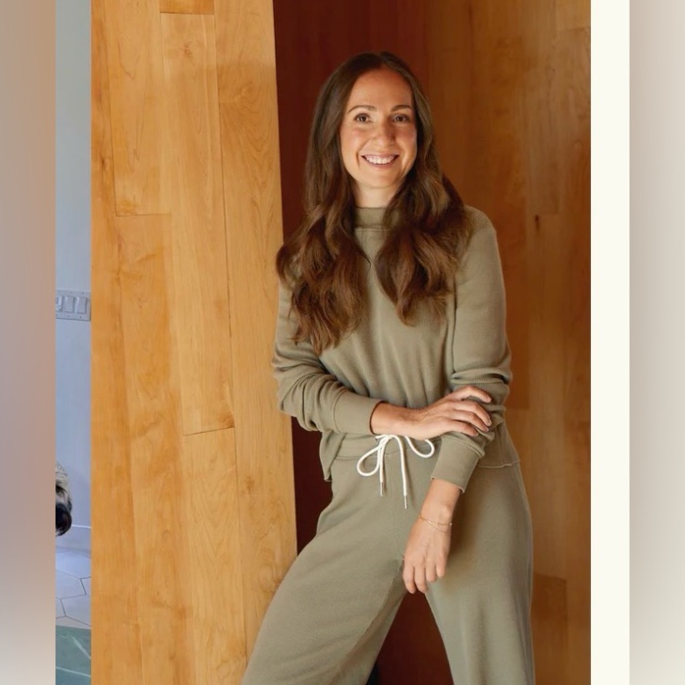 MATE the Label x Parachute Waffle Knit Long Sleeve &‎ Drawstring Pants Set Green